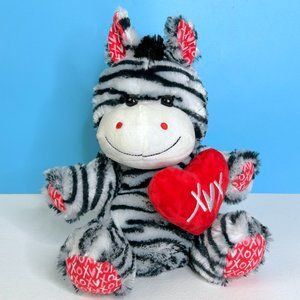 RARE Hug fun Zebra XOX Love Heart‎ Lovey SUPER SOFT 12" Plush Stuffed Animal Toy